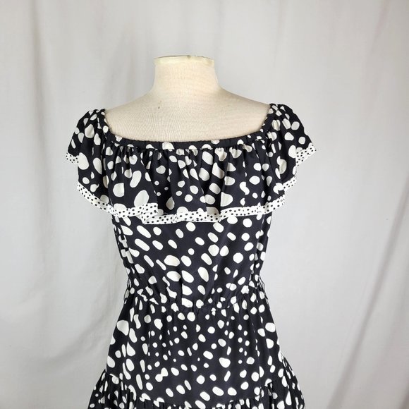 MARC JACOBS Black and White Polka Dot Ruffled Silk Dress - Size 4 - Picture 2 of 10